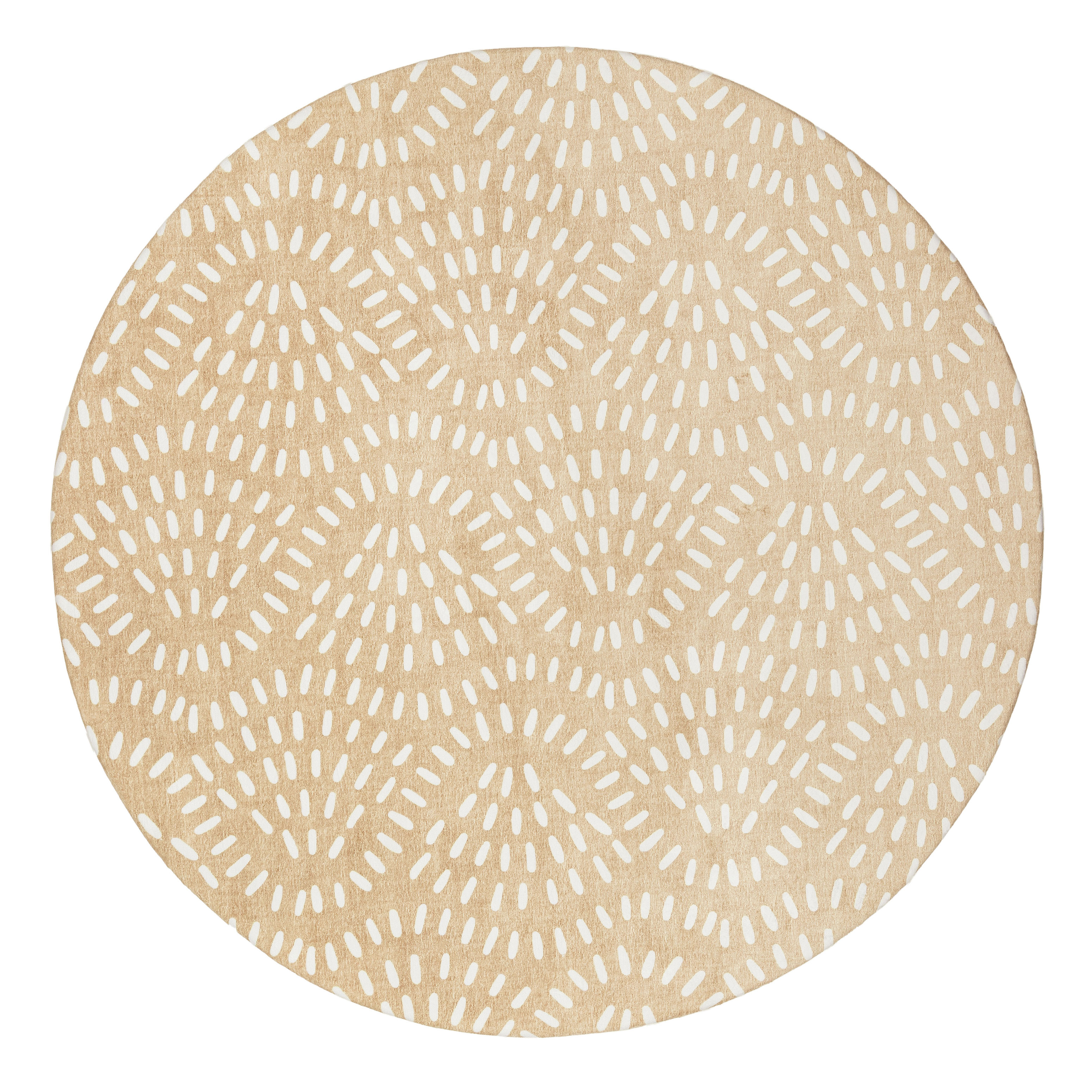 Miss Amara Eula Beige and Light Beige Abstract Rollie Pollie Round Playmat