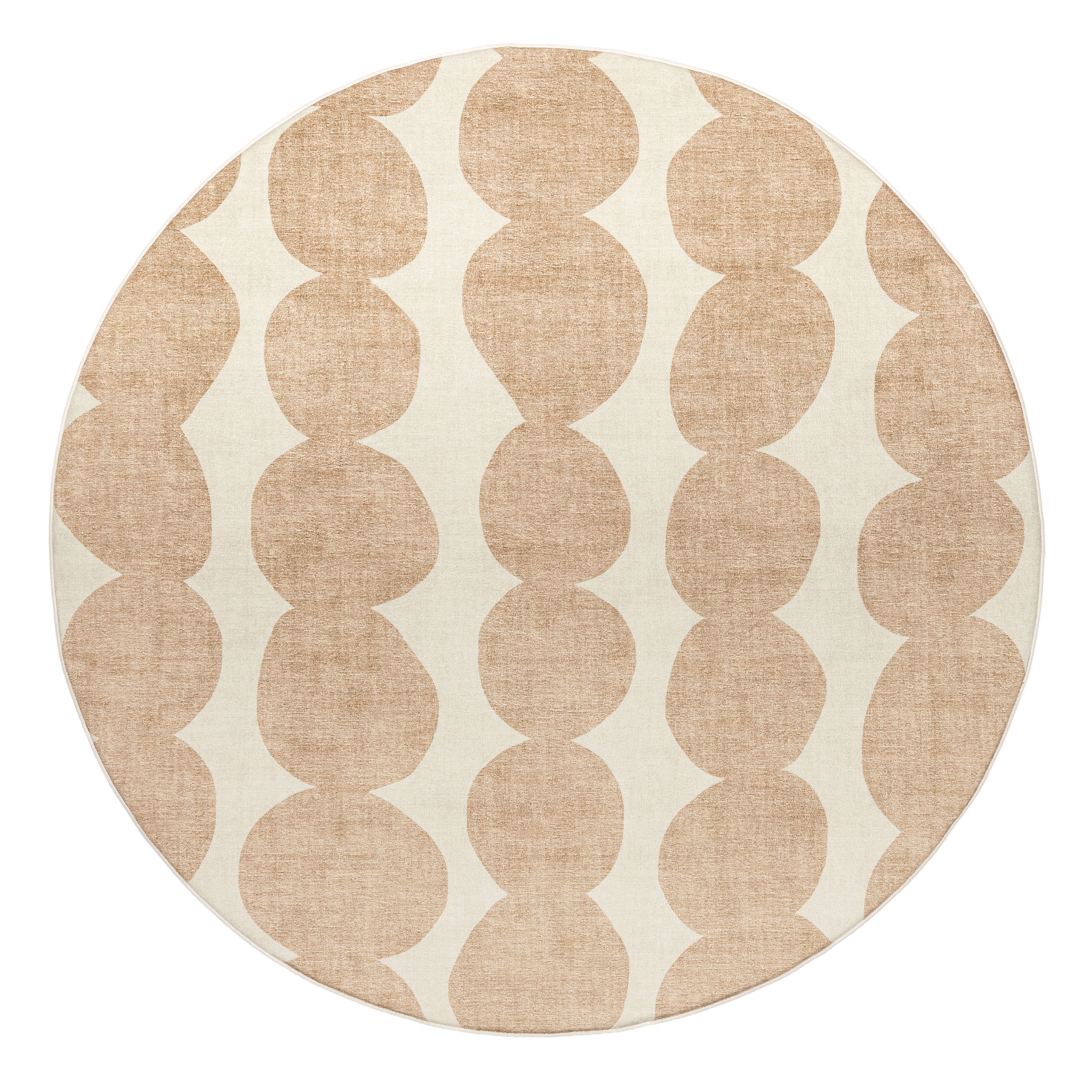 Miss Amara Lexa Beige and Light Beige Abstract Rollie Pollie Round Playmat