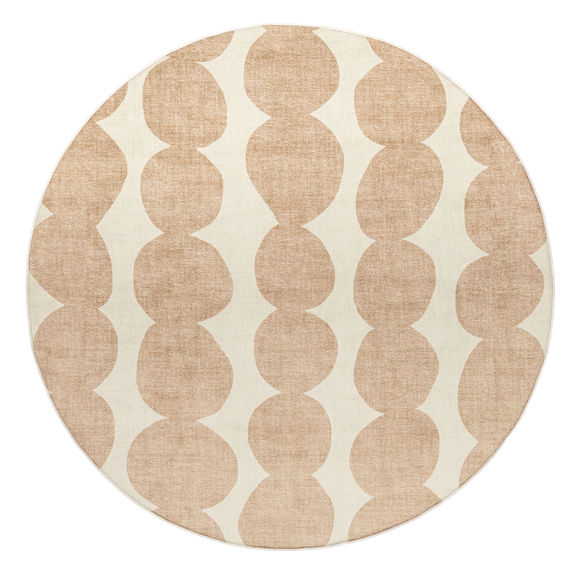 Miss Amara Lexa Beige and Light Beige Abstract Rollie Pollie Round Playmat