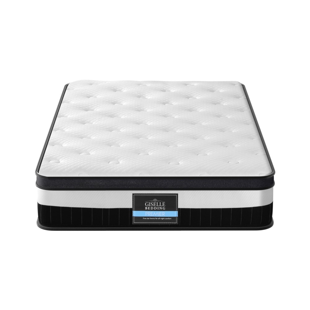 Giselle Bedding Medium Firm Euro Top Pocket Spring Hybrid Mattress Single, 30cm