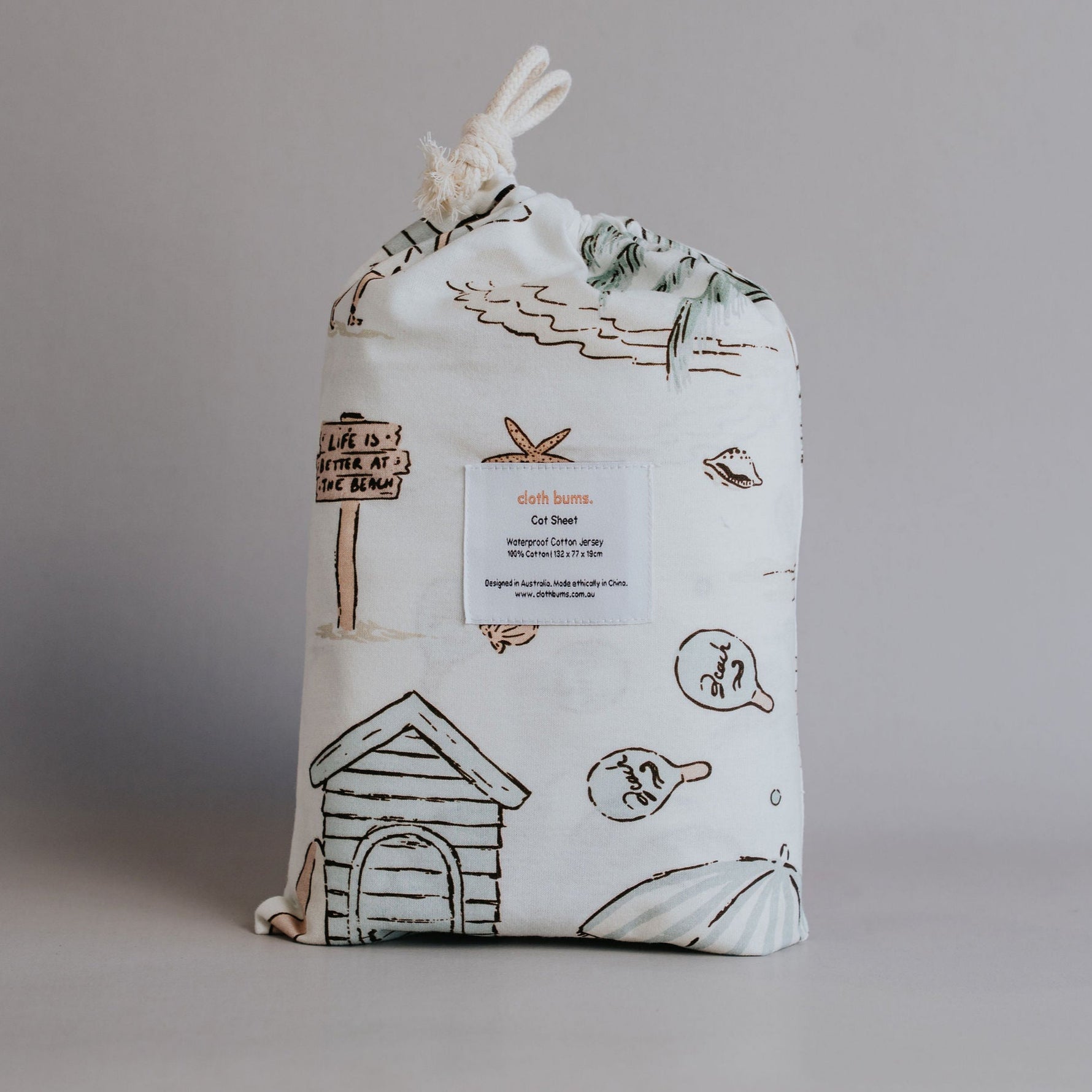 Cloth Bums Waterproof Cot Sheet, Retro Sands