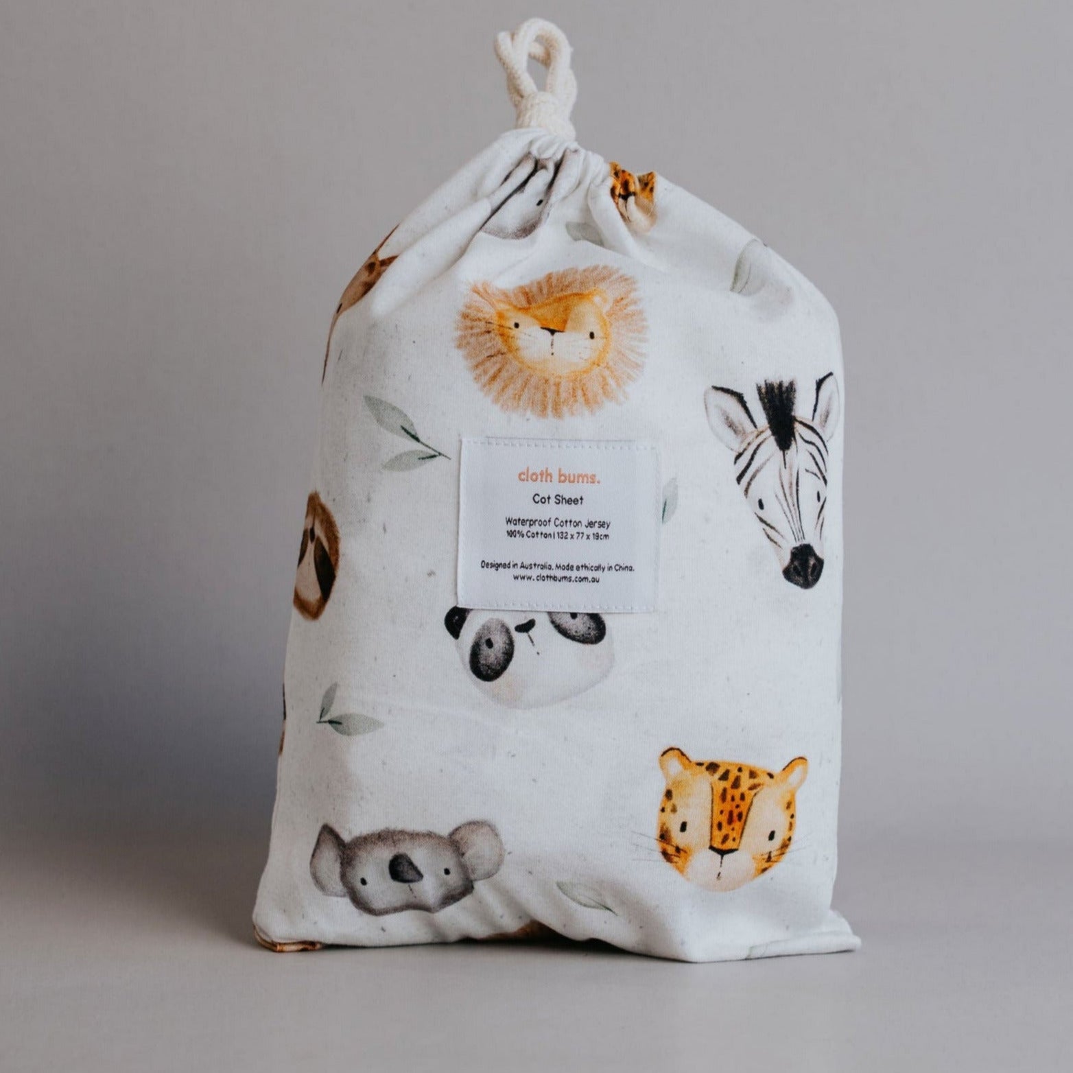 Cloth Bums Waterproof Cot Sheet, Peek A Zoo