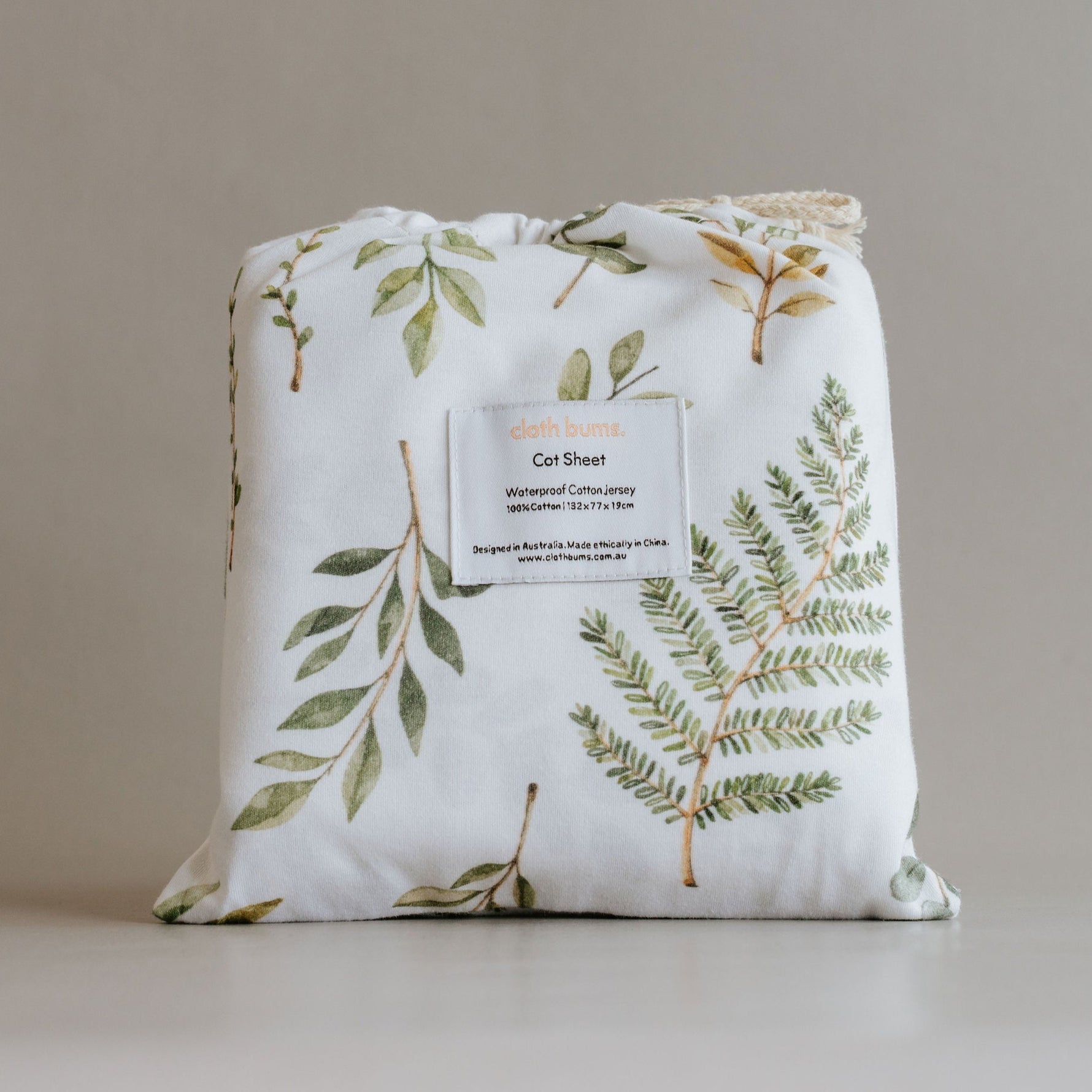 Cloth Bums Waterproof Cot Sheet, Fern Gully