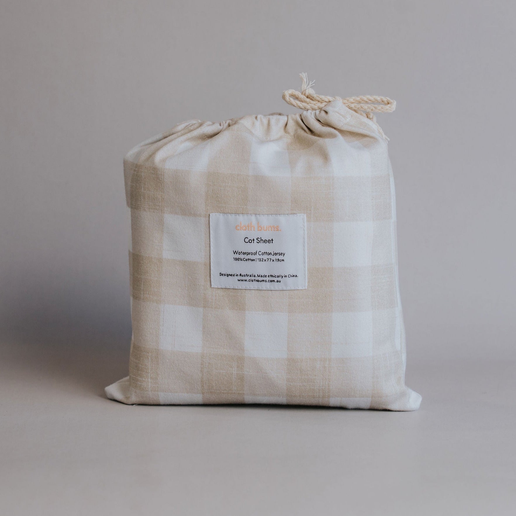 Cloth Bums Waterproof Cot Sheet, Champagne