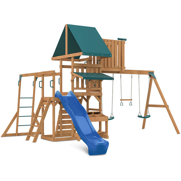 Lifespan Kids Walton Swing Set, Monkey Bars & Play Centre with 2.2m Slide (Blue)