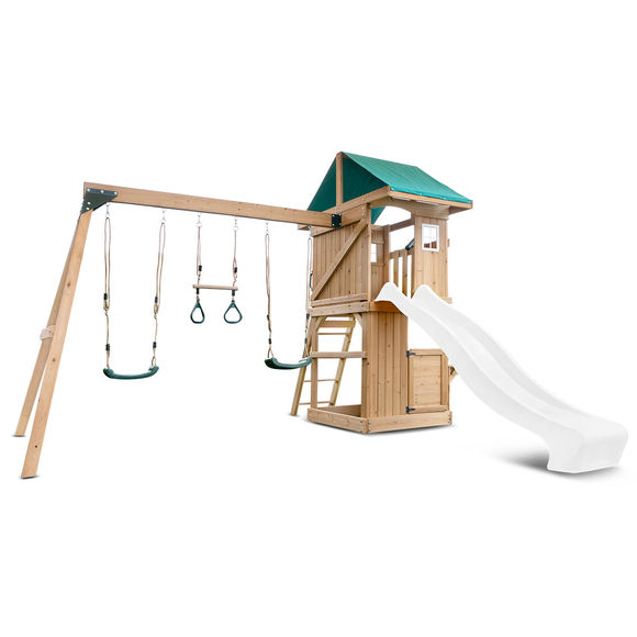 Lifespan Kids Montrose Swing Set & Play Centre with 2.2m Slide (White)