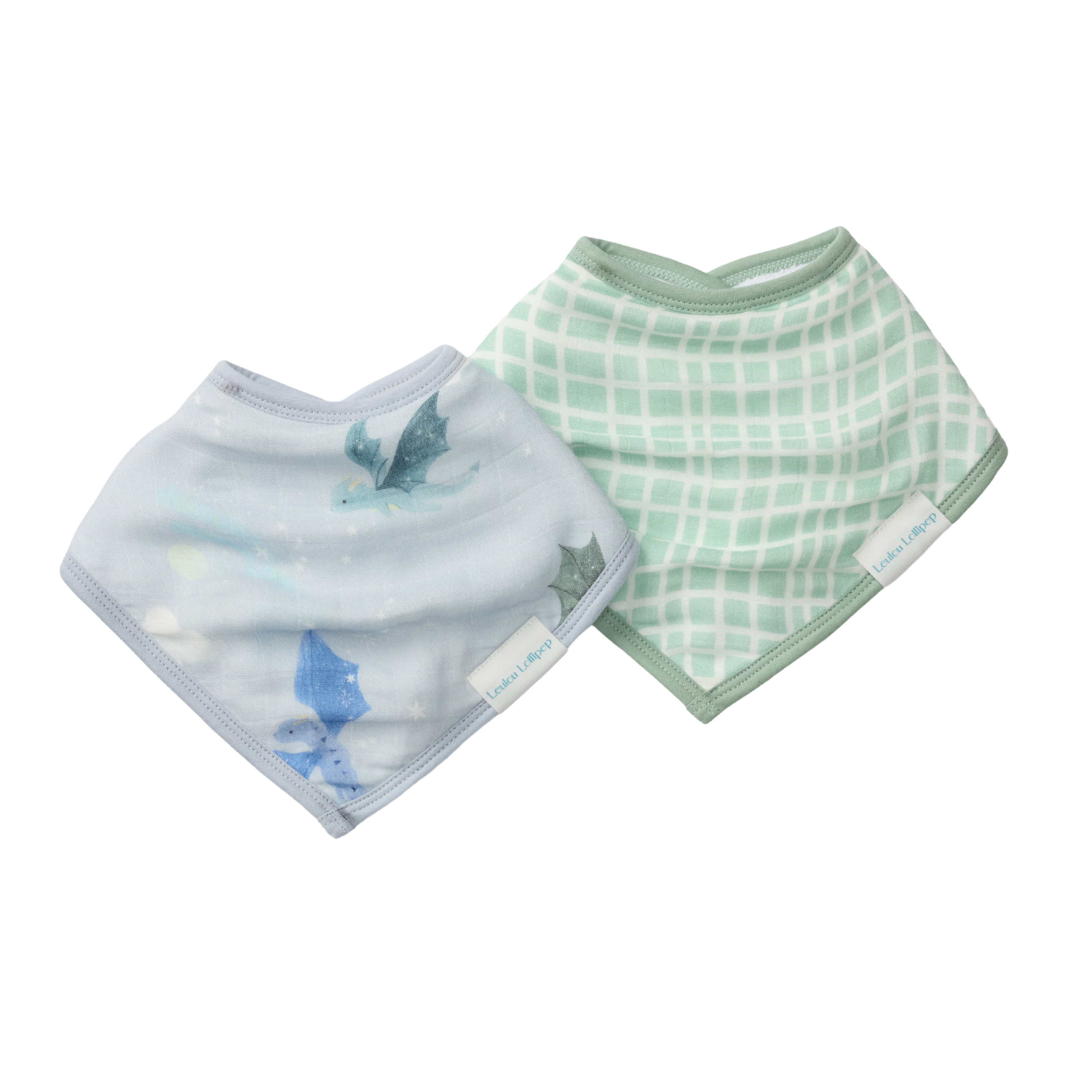 LouLou Lollipop Bandana Bib Set, 2 Pack, Magical Dragons