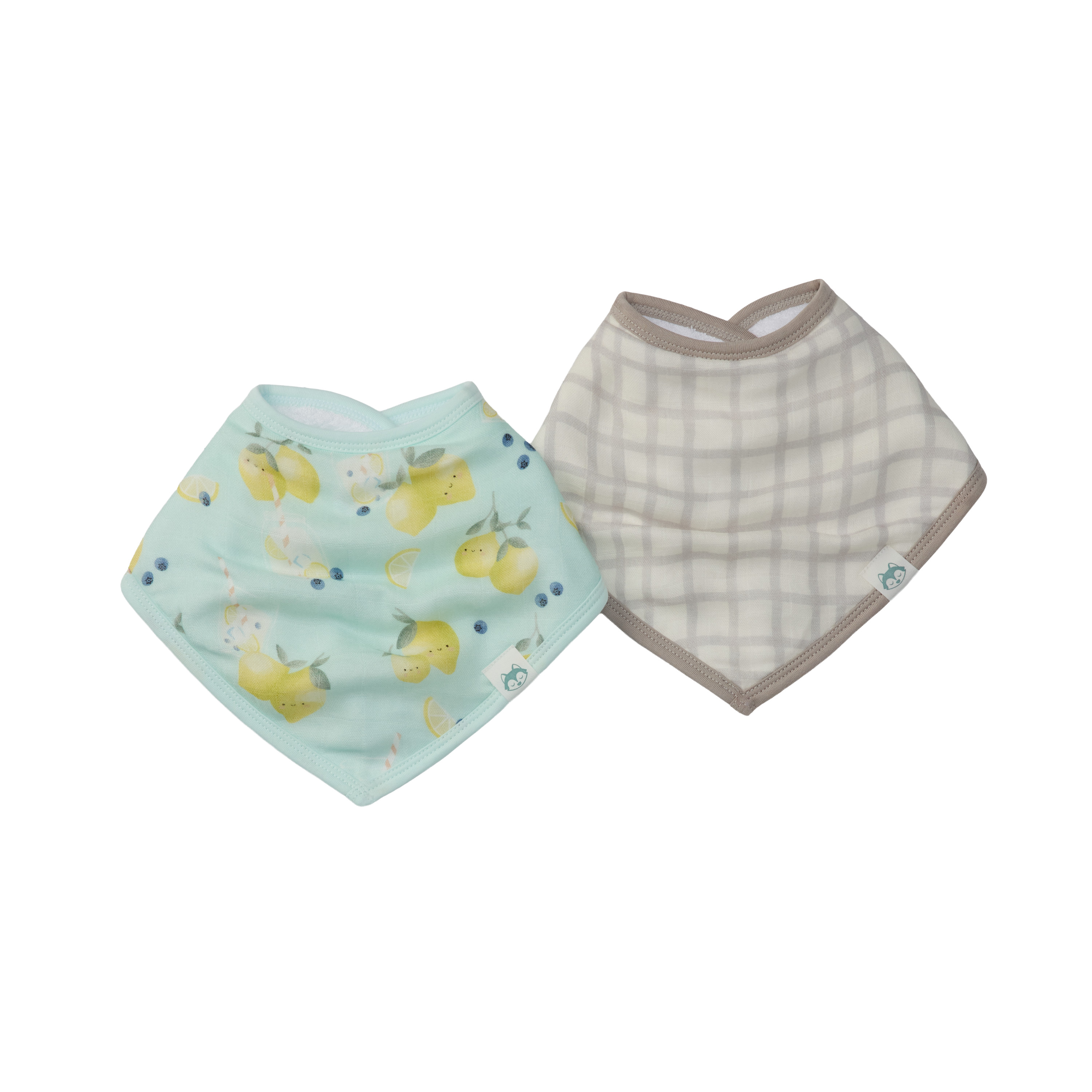 LouLou Lollipop Bandana Bib Set, 2 Pack, Lemon Squeezy