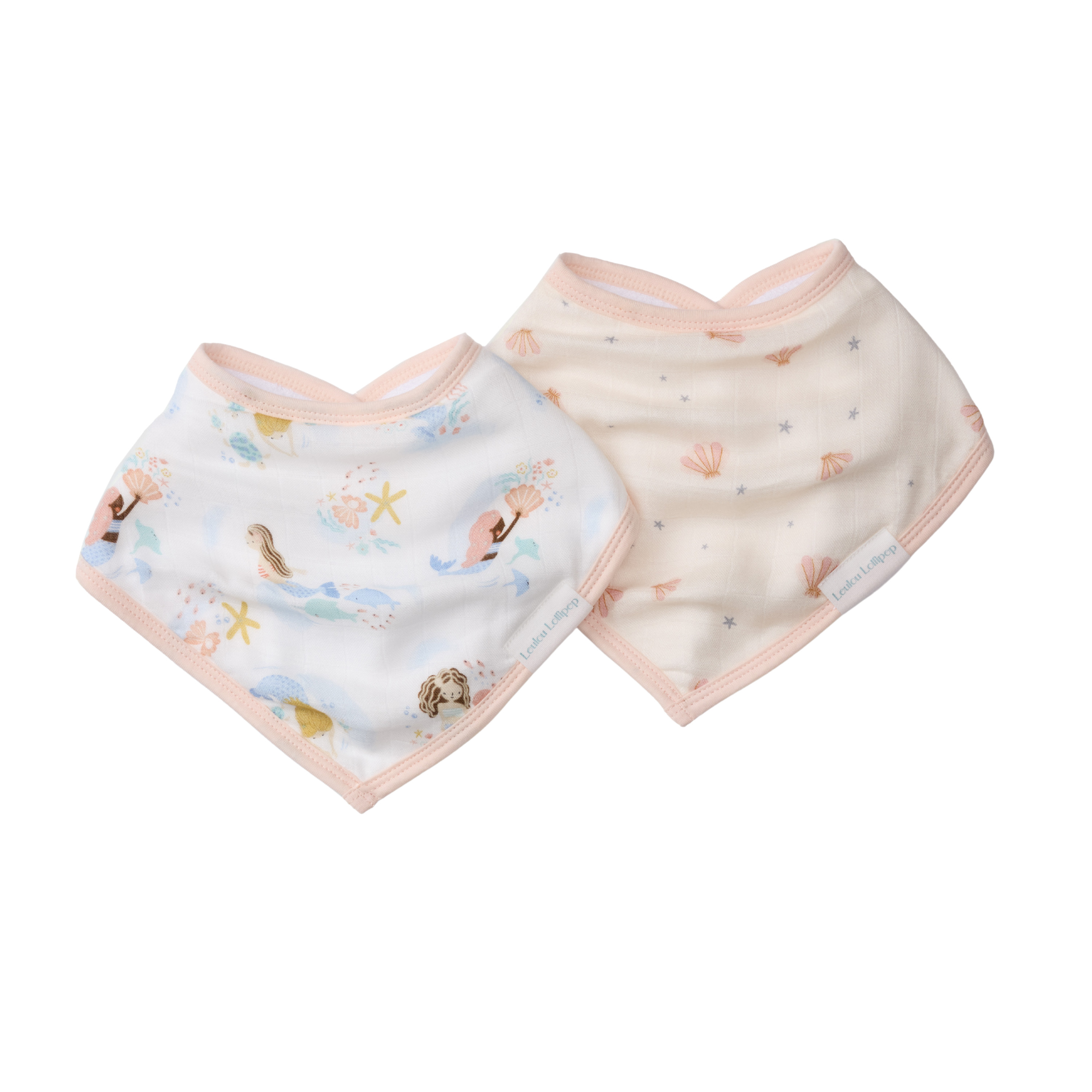LouLou Lollipop Bandana Bib Set, 2 Pack, Mermaids