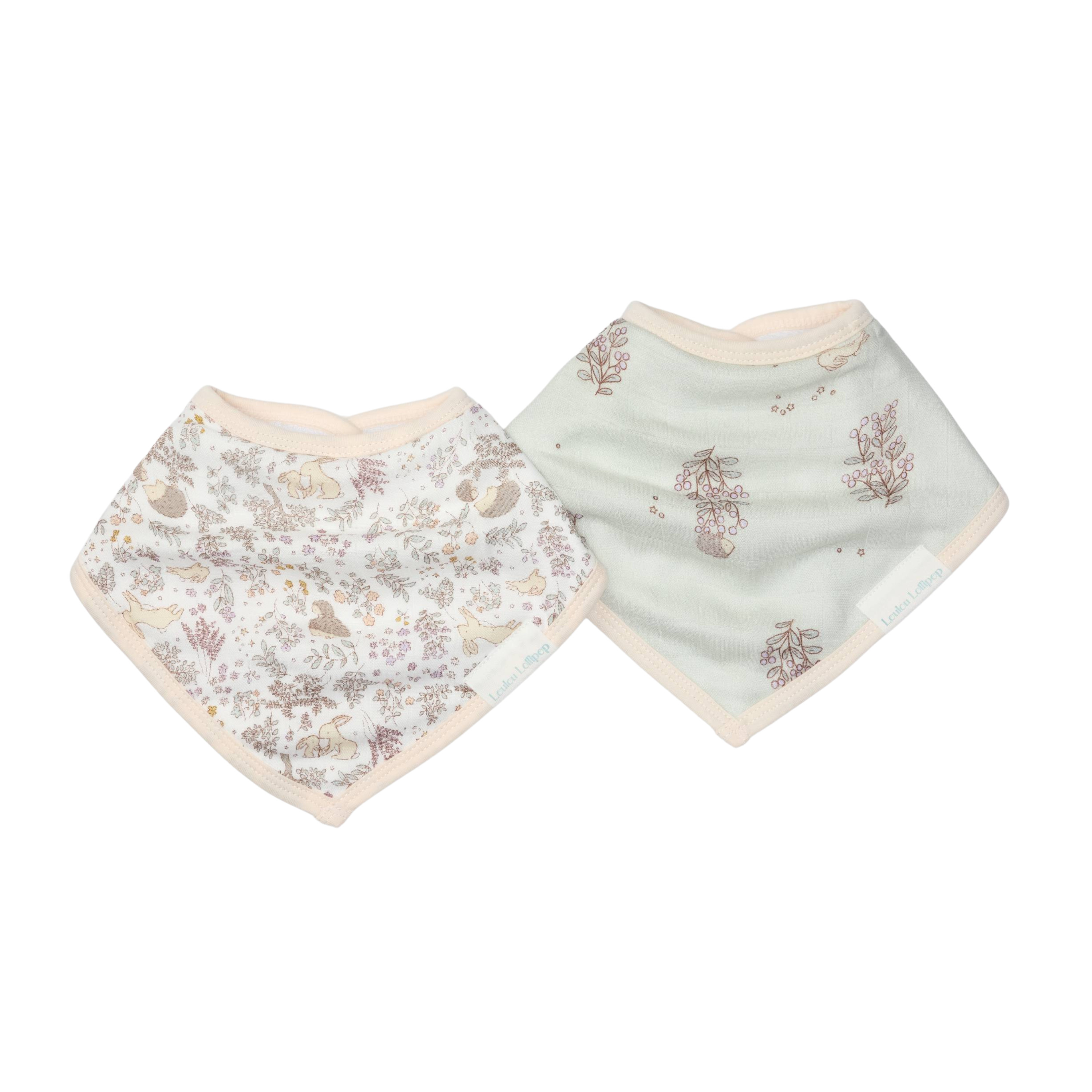 LouLou Lollipop Bandana Bib Set, 2 Pack, Hedgehogs