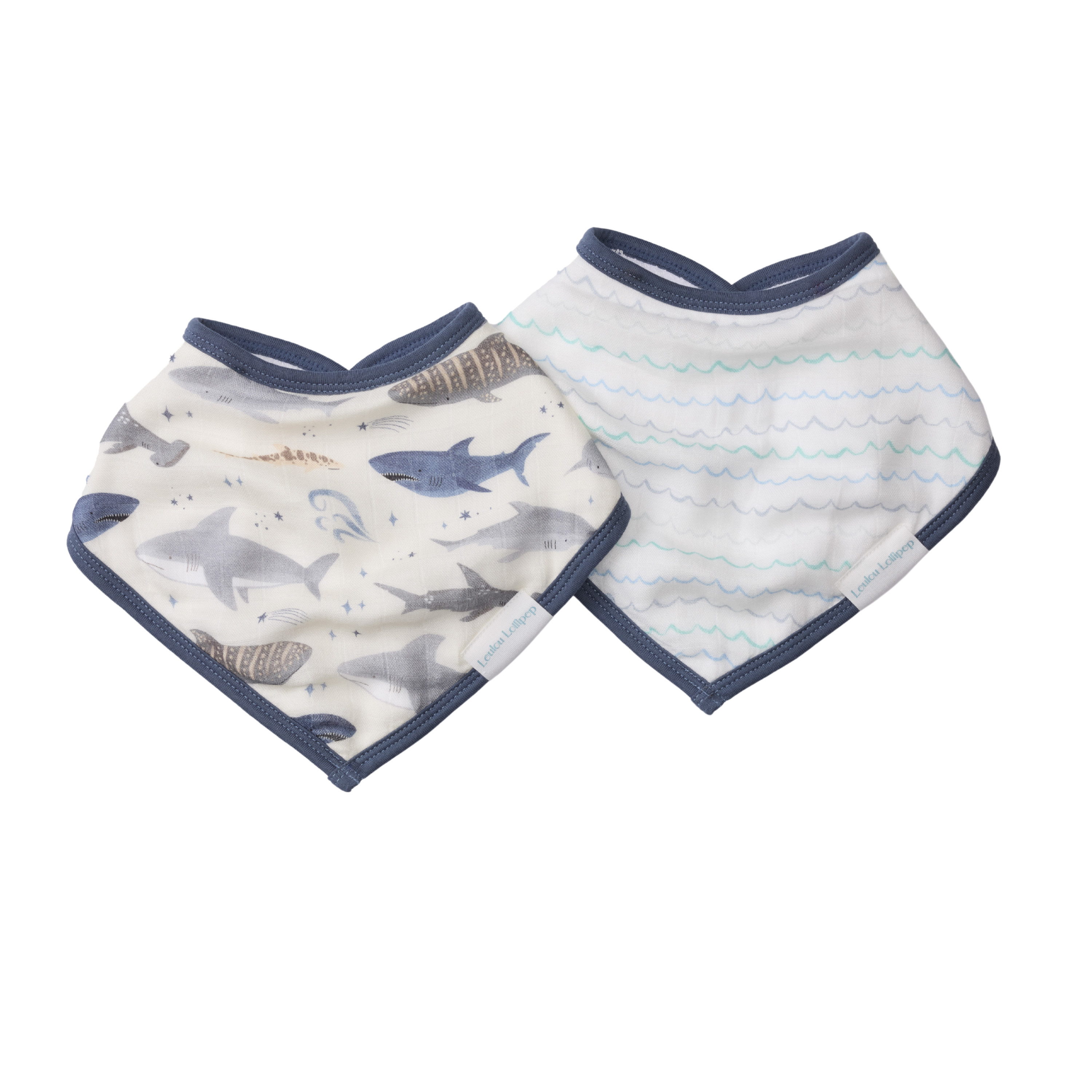 LouLou Lollipop Bandana Bib Set, 2 Pack, Sharks