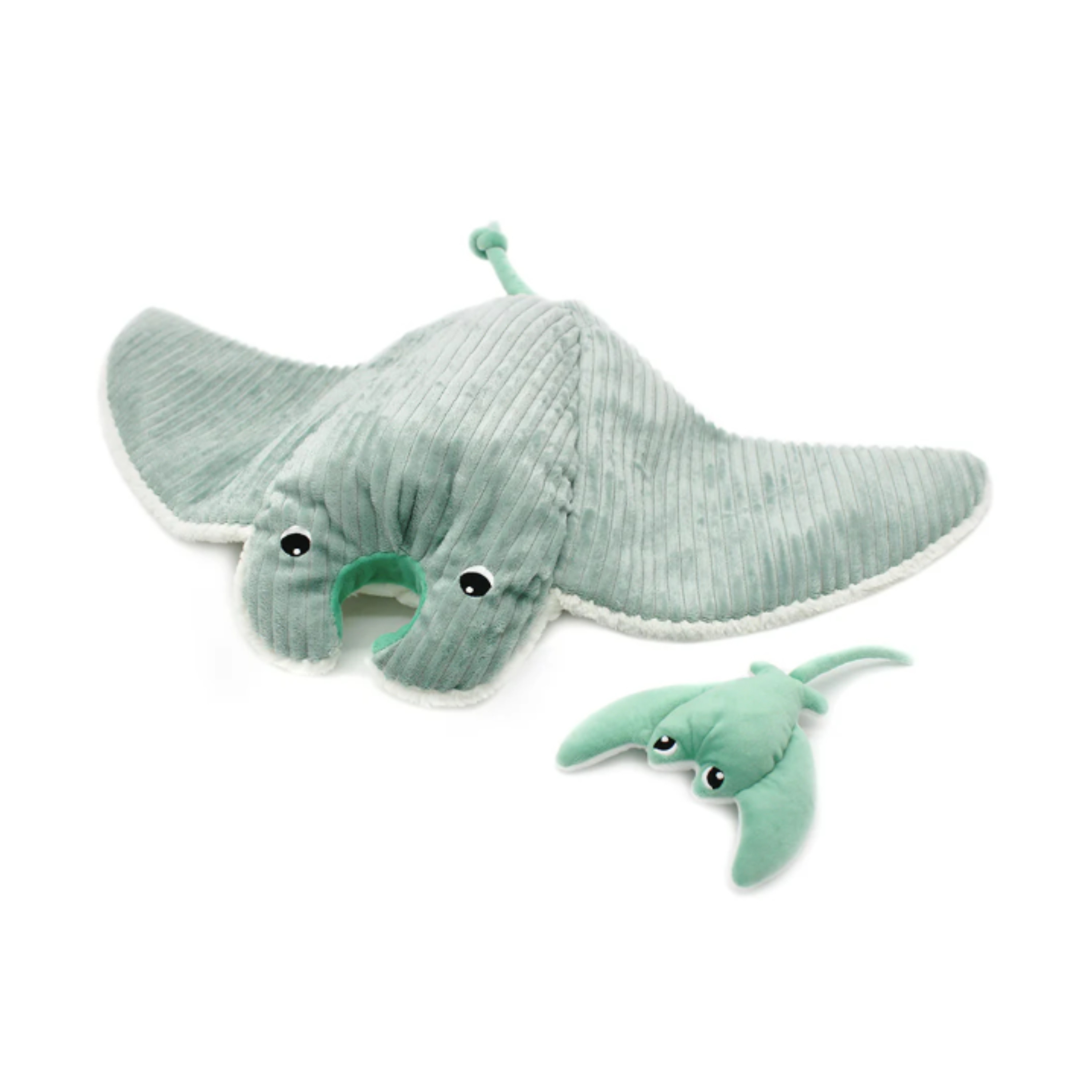 Les Ptipotos Mentalou the Manta Ray Mum & Baby, Green