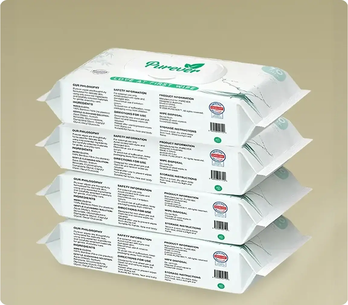 Purever Signature Bamboo Baby Wipes, 4 Pack