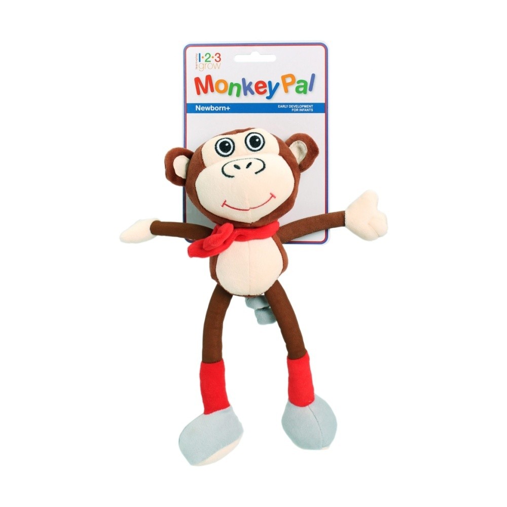 123 Grow Monkey Pal Plush Pull Interactive Toy with Retractable Arms/Legs