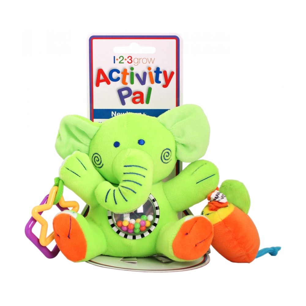 123 Grow Activity Pal Baby Interactive & Sensory Toy with Teething Ring, Elephant