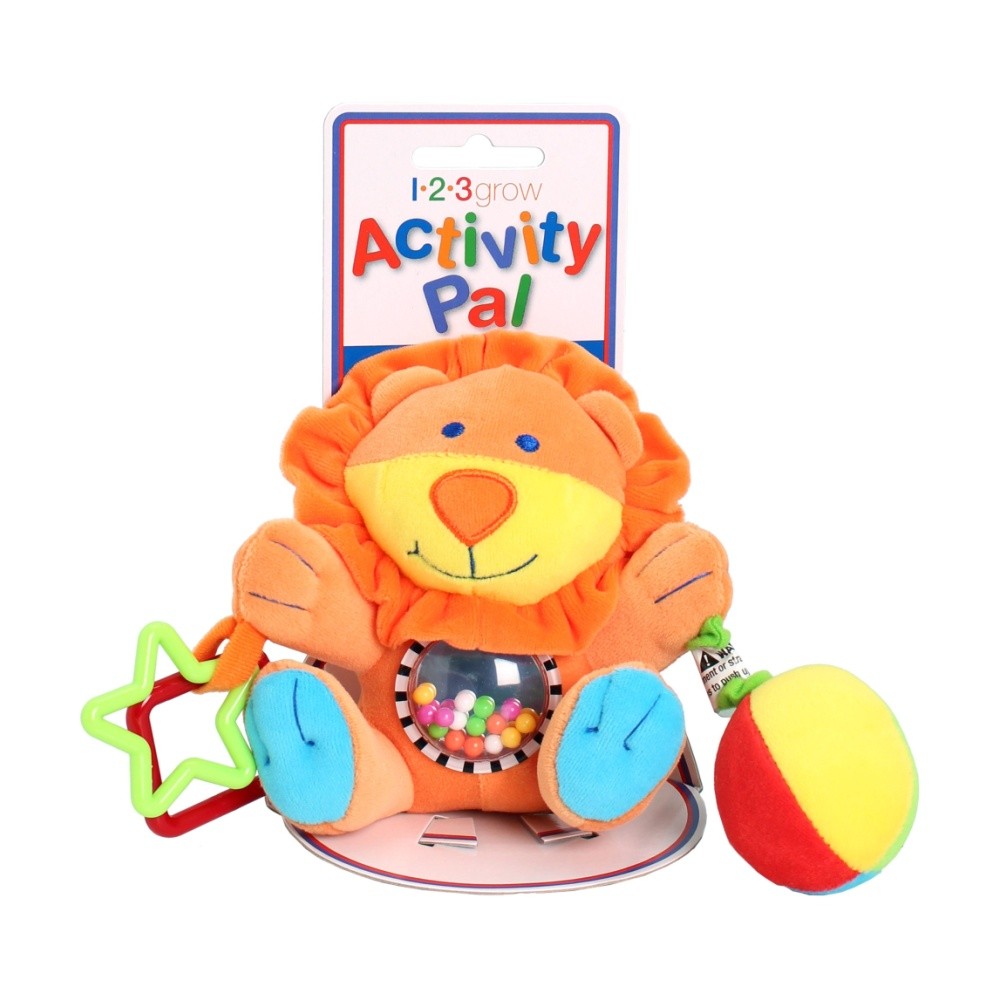 123 Grow Activity Pal Baby Interactive & Sensory Toy with Teething Ring, Lion