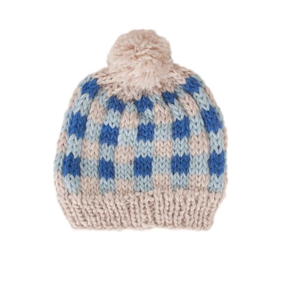 Acorn Kids Checks Beanie - Blue