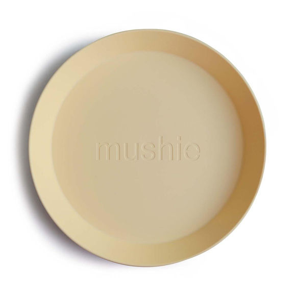 Mushie Round Dinner Plates 2pc - Pale Daffodil