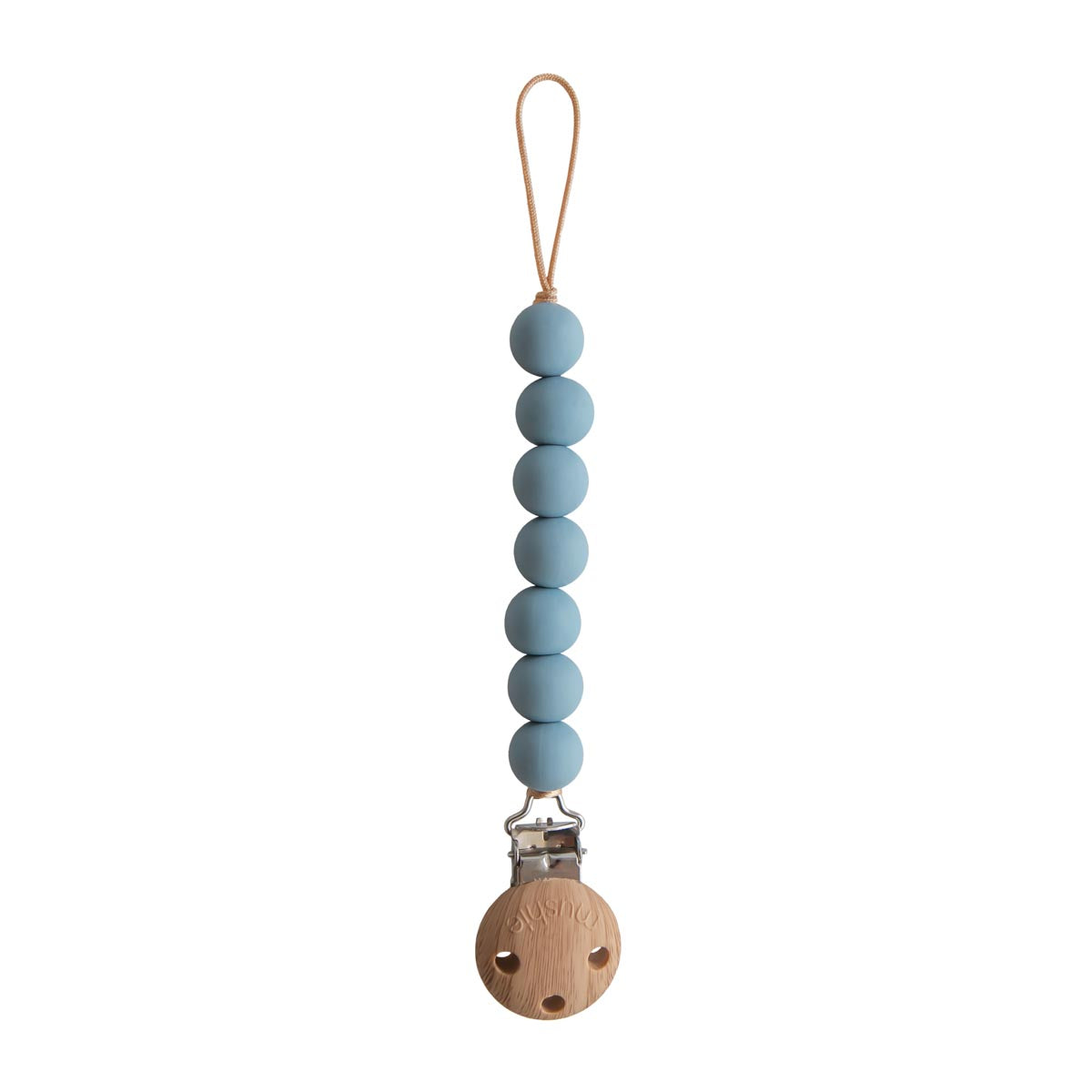 Mushie Pacifier Clip Halo - Cadet Blue