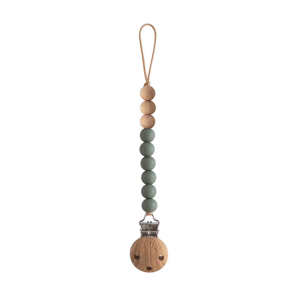 Mushie Pacifier Clip Eva - Dried Green