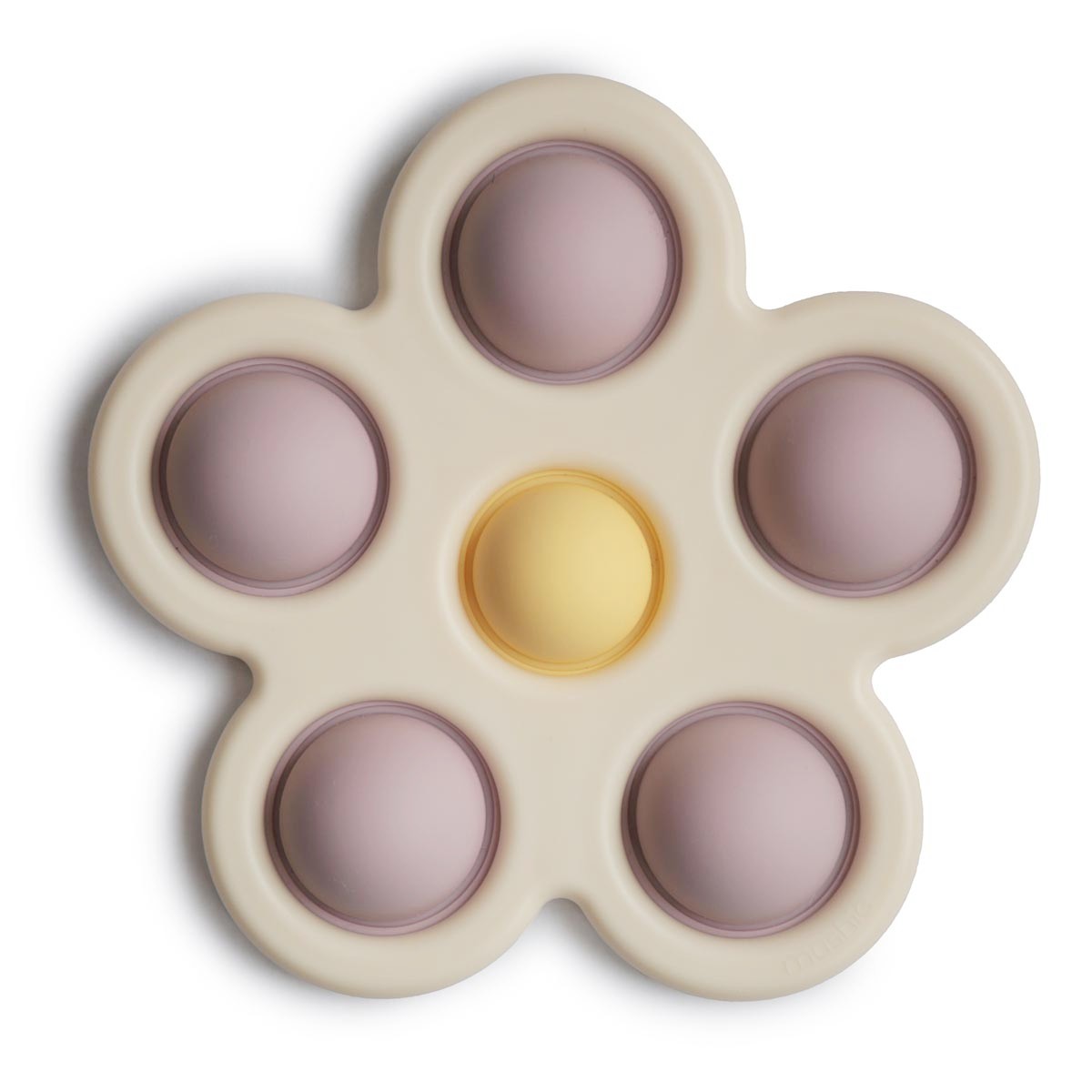 Mushie Flower Press Toy - Soft Purple, Pale Daffodil, Ivory