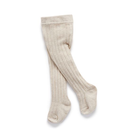 Purebaby Rib Tights Ecru Melange
