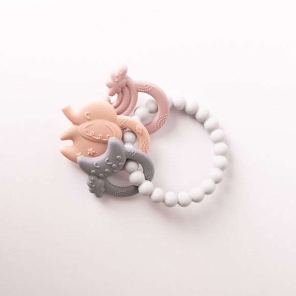 Soothe & Feed Eli the Elephant Sensory Teether Ring - Rose