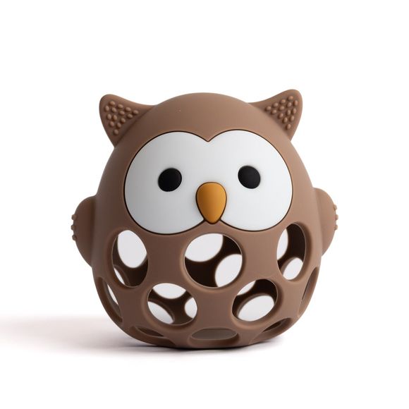 Soothe & Feed Ollie the Owl Silicone Teether Toy - Bark