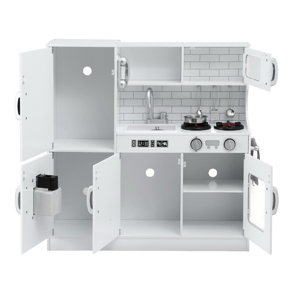Keezi Kids Wooden Kitchen Play Set with Blackboard, White