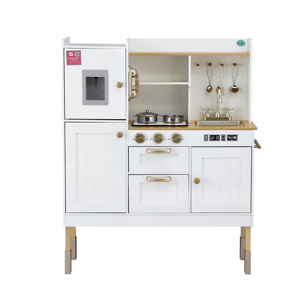 Keezi Wooden Kitchen Play Set with Storage, Yellowen