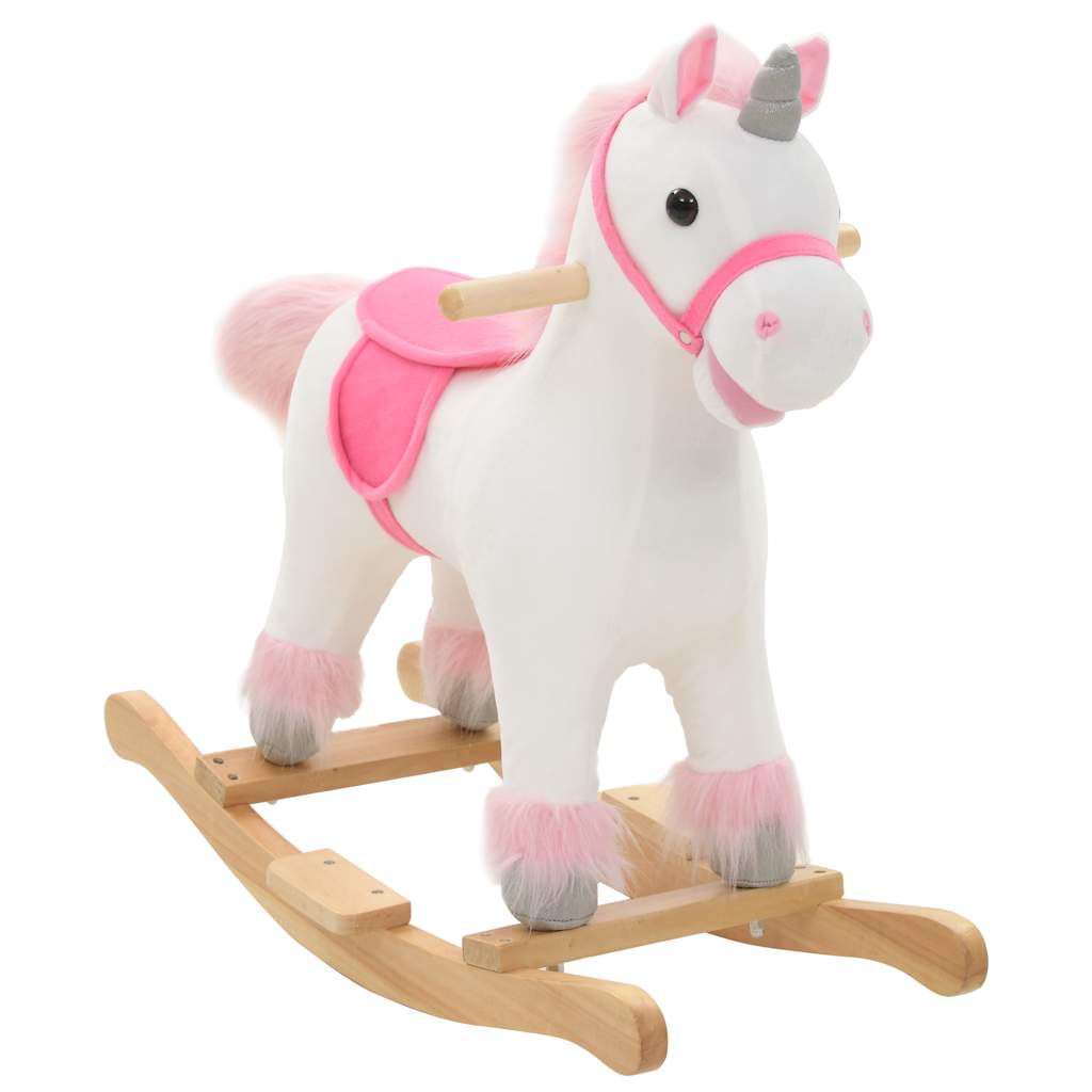 Vida XL Rocking Animal Unicorn Plush, White and Pink