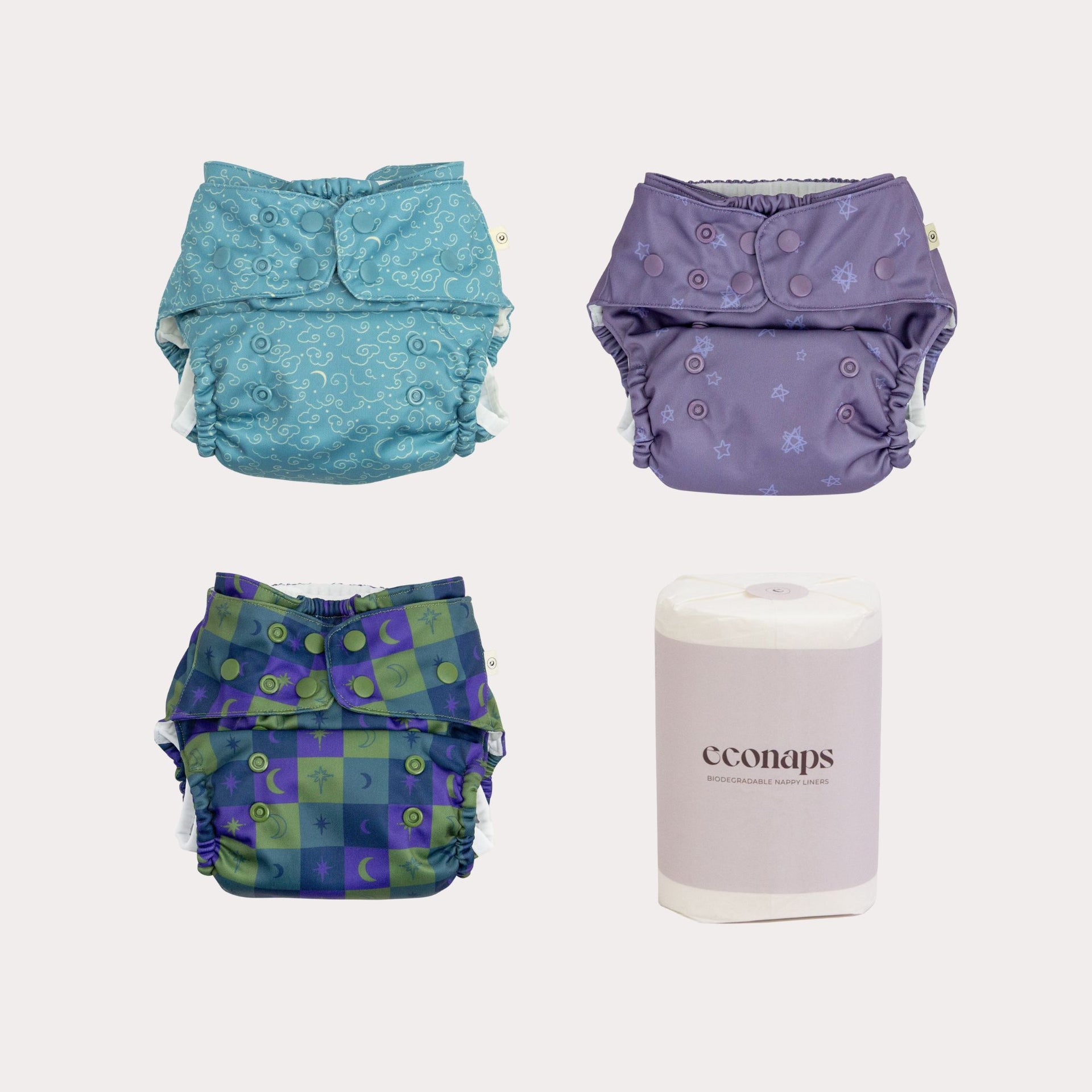 Econaps Nighttime Cloth Nappy & Liners, 3 Pack
