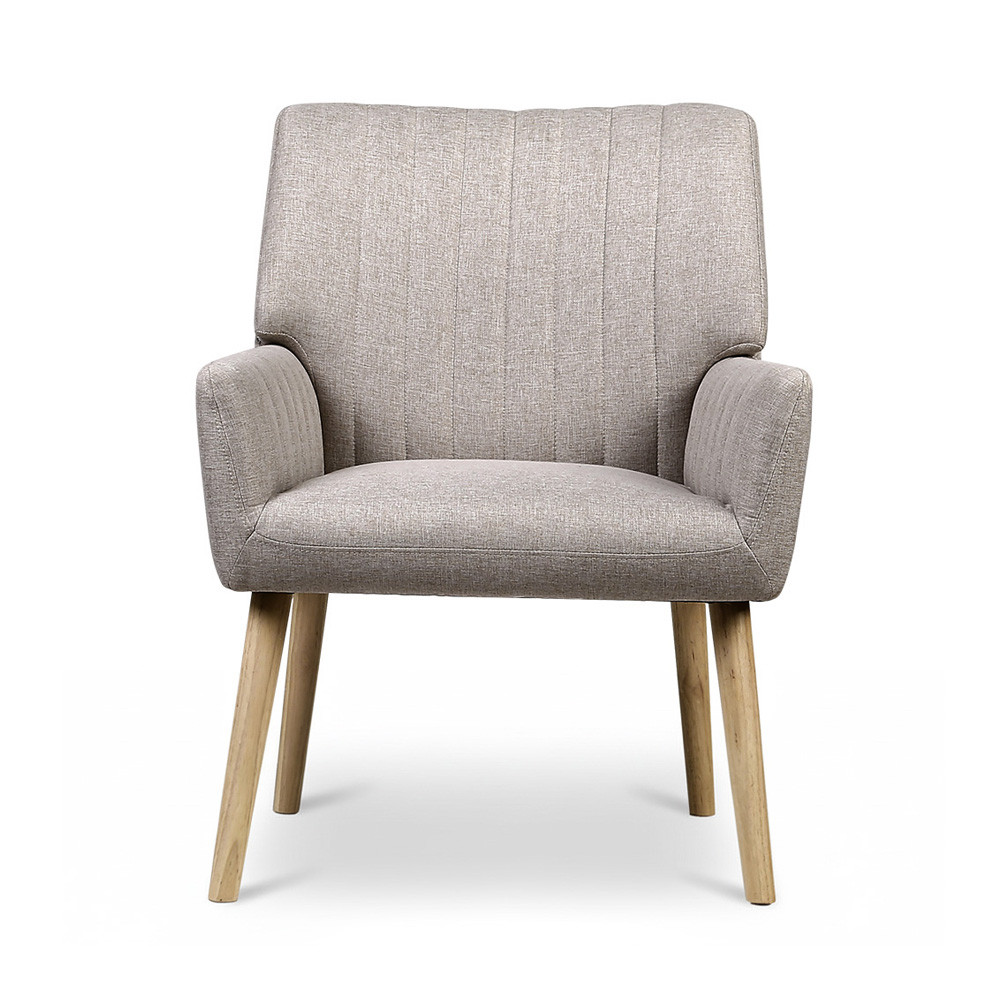 Artiss Armchair Faux Fabric, Beige. 2pc