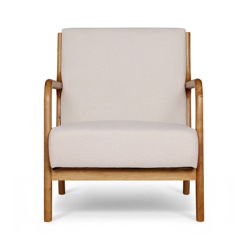 Artiss Armchair Faux Fabric, Beige, 2pc