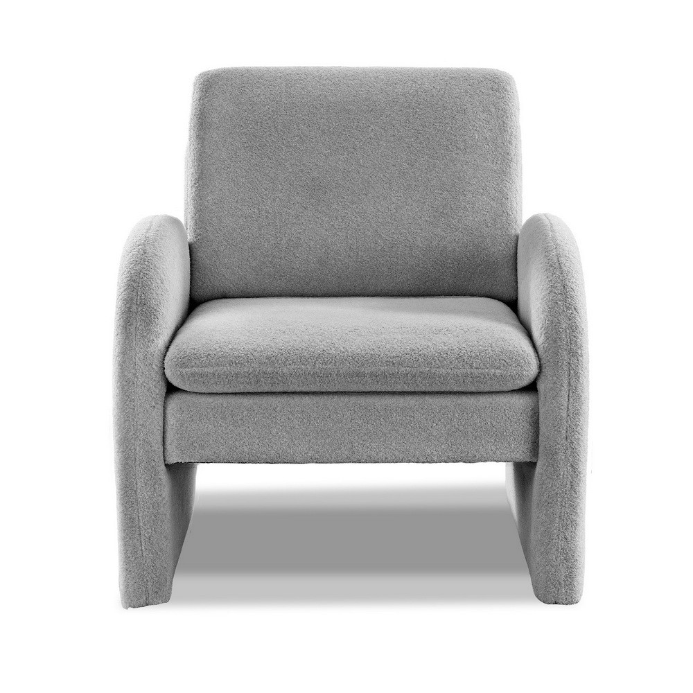 Artiss Lounge Tub Sofa Couch with Curved Arm Seat, Boucle Grey