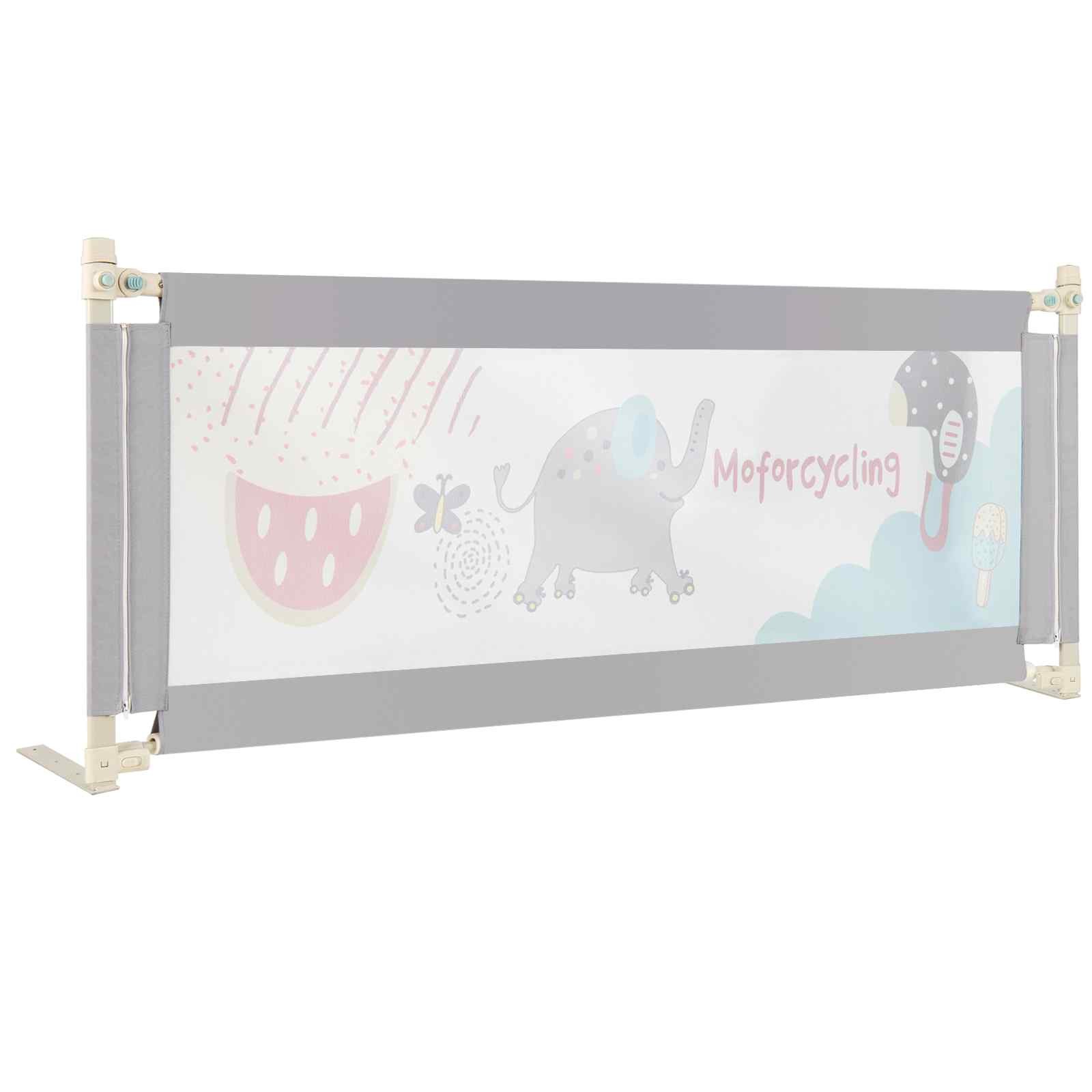 Baby Joy Mesh Bed Rail with Cute Patterns, Grey
