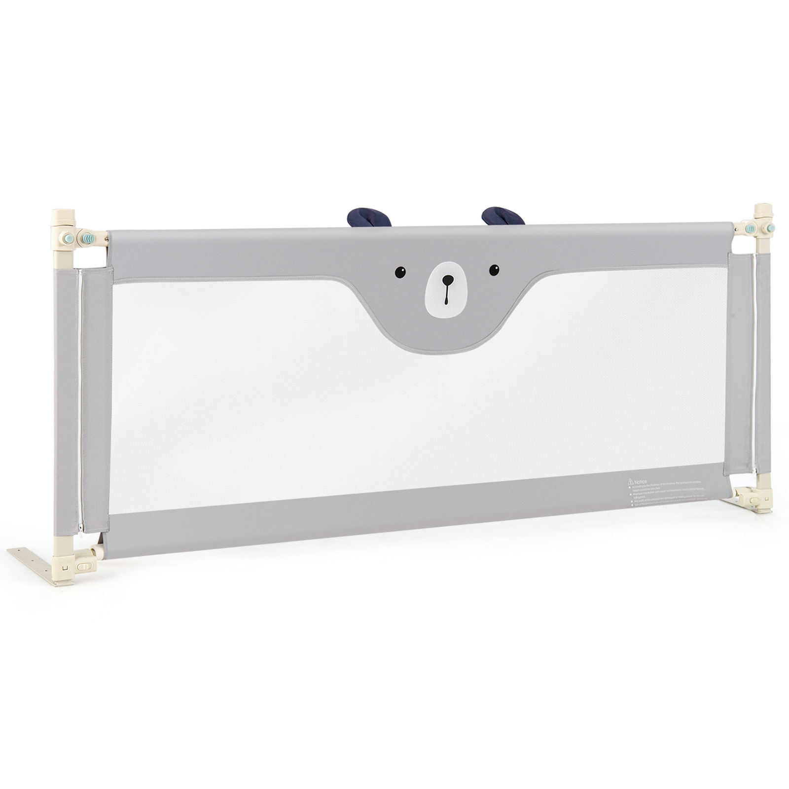 Baby Joy Adjustable Bedrail Guard with Lock Folding Security, Grey