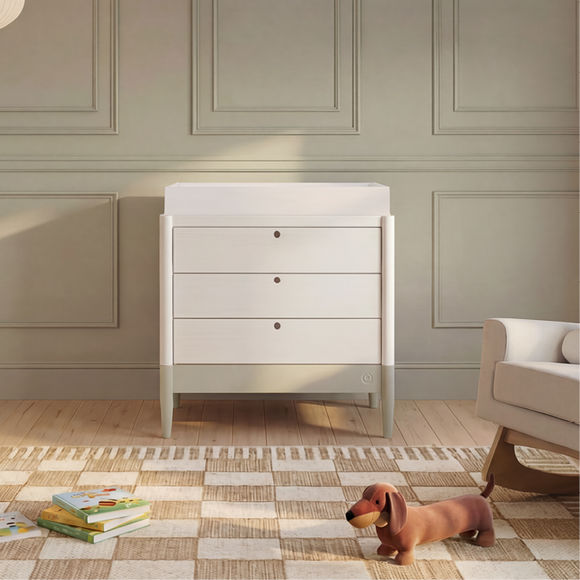 Gaia Baby Nursery Eos Dresser - White & Desert Sage