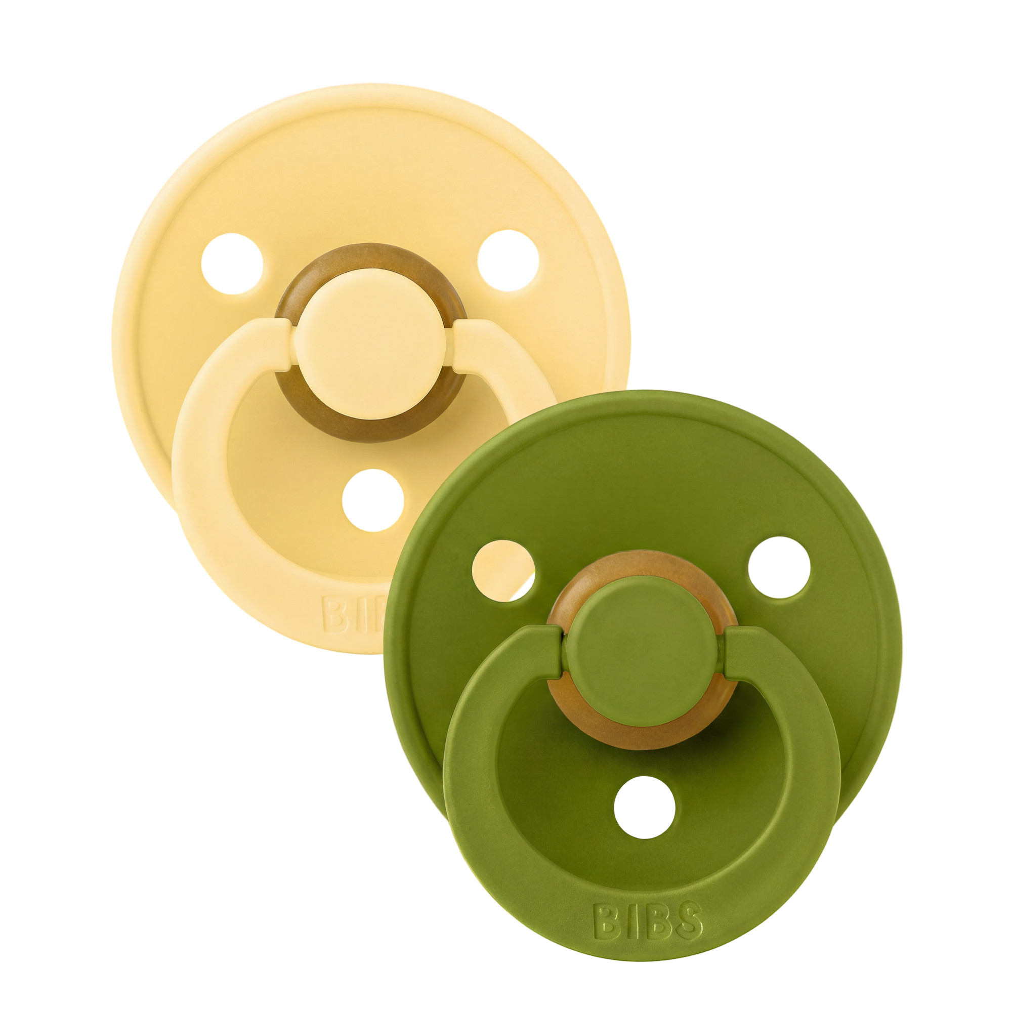 Bibs Latex Round Dummies - Pale Butter/Wasabi, 2pk
