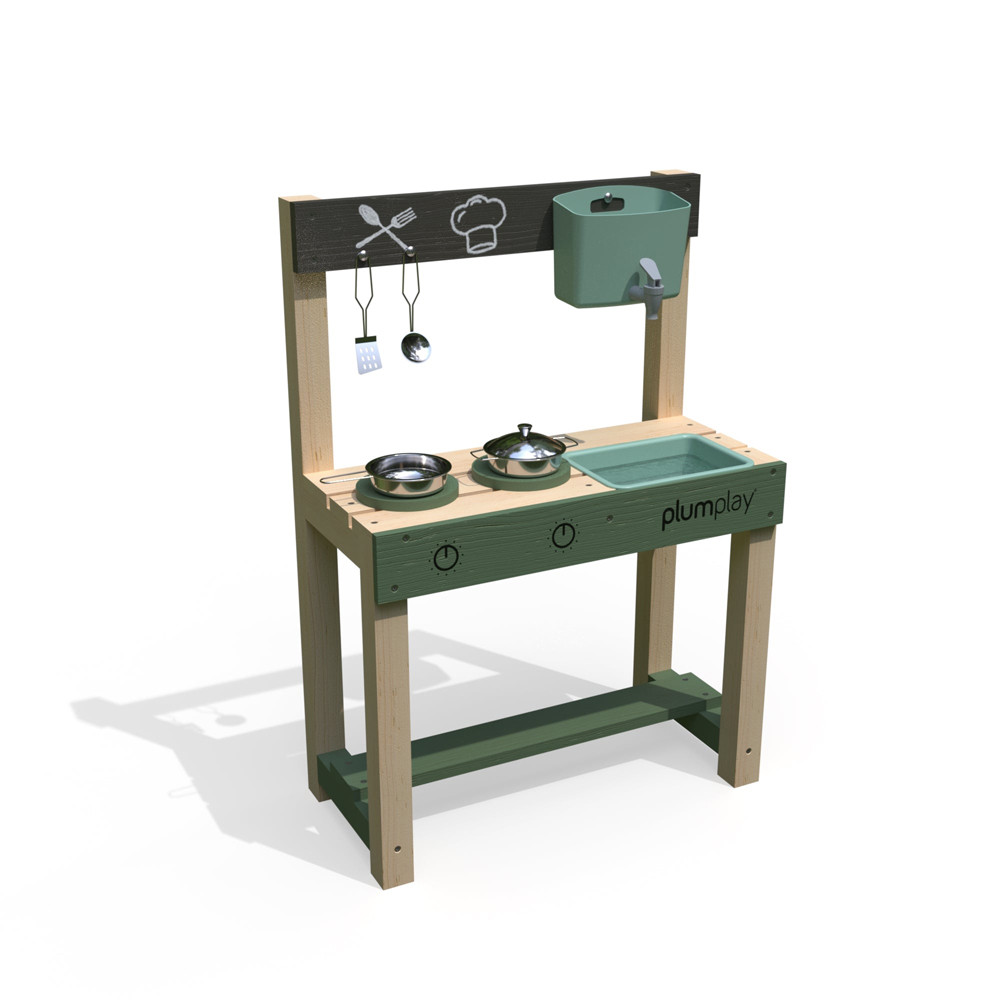 Plum Play Outdoor Mud Kitchen with Working Tap & Chalkboard, 55cm