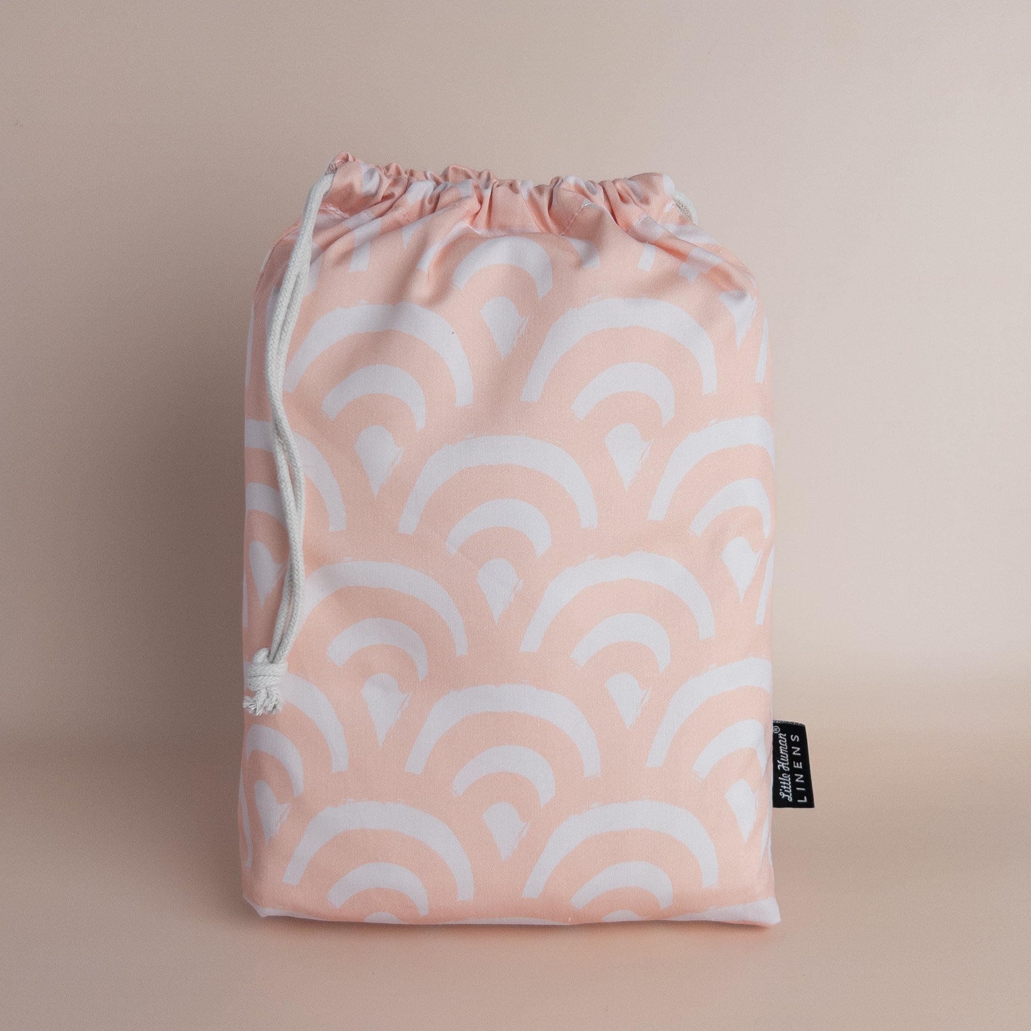 Little Human Linens Waterproof Standard Cot Sheet, Peach Rainbows