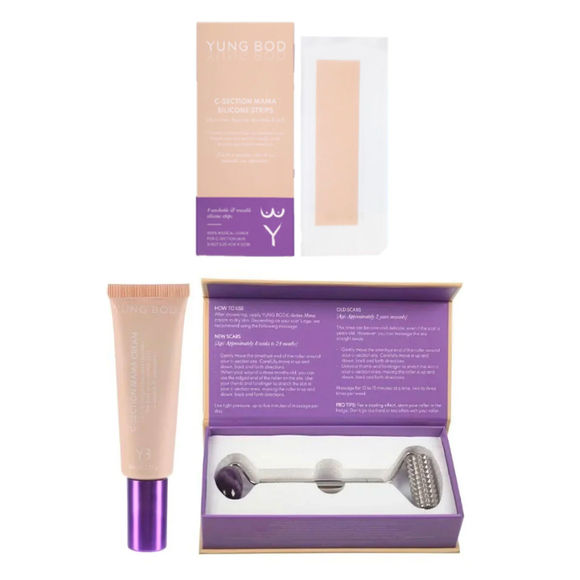 YUNG BOD - C-section Healing Haus (1x scar cream, 1x massage roller & 1x packet of scar strips)