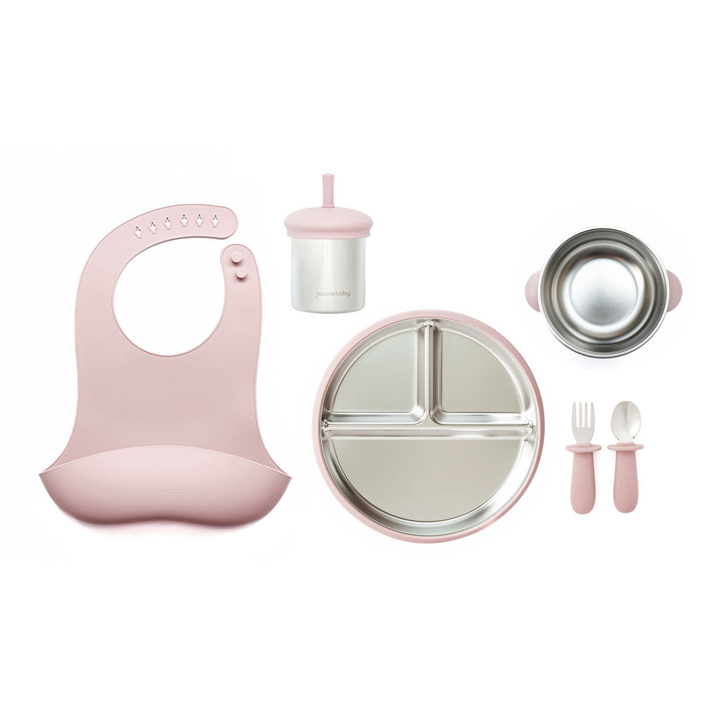 Jeanie Baby, Complete Feeding Bundle, Mauve, Sectioned Plate