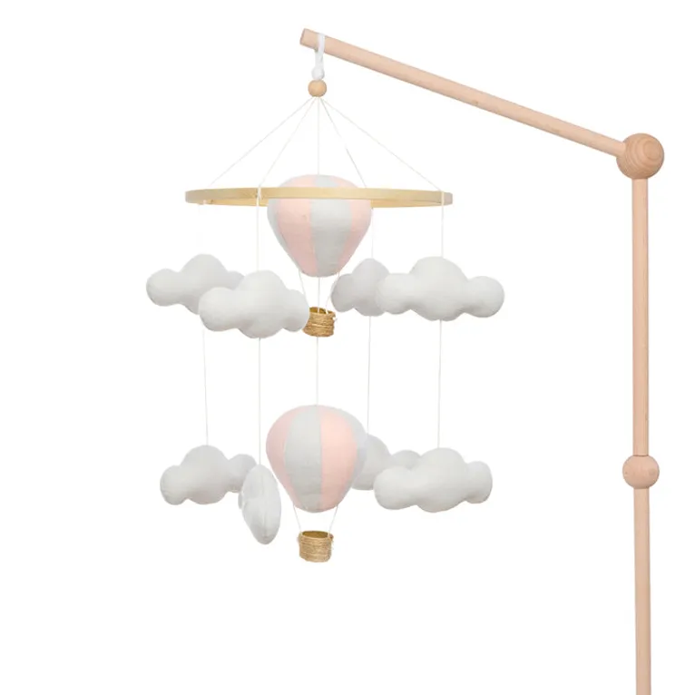 Roomi Into The Clouds Mobile with Wooden Stand - Pink