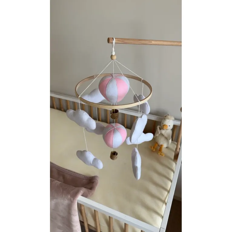Roomi Into The Clouds Mobile with Wooden Stand - Pink