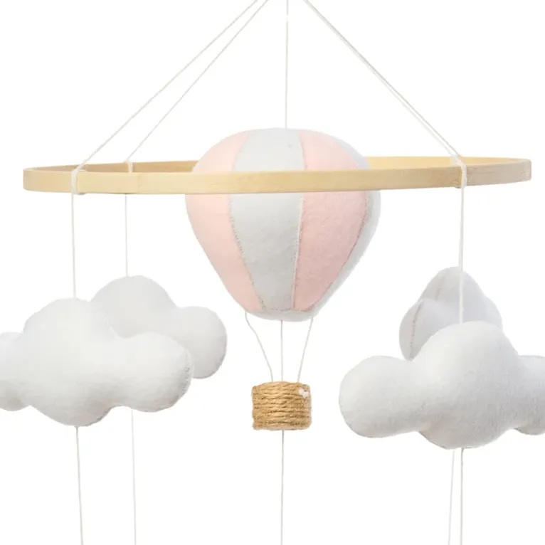 Roomi Into The Clouds Mobile with Wooden Stand - Pink