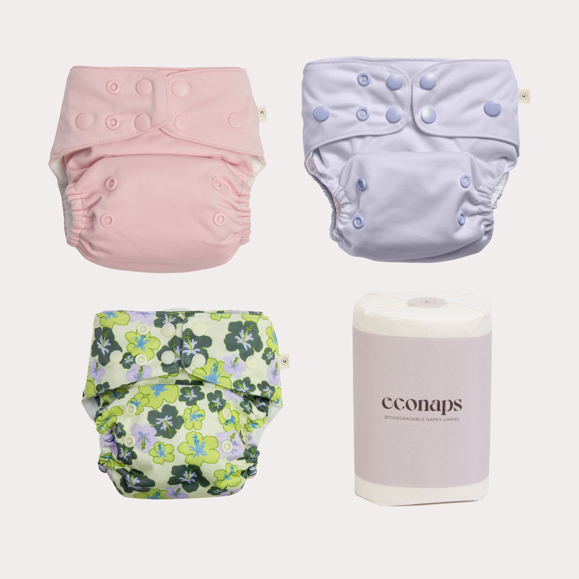 Econaps Cloth Nappy + Bamboo Liner Baby Girl Bundle