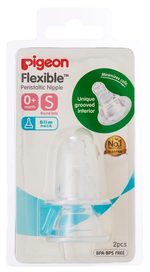 Pigeon Slim Neck Flexible Peristaltic Teat S Pack Baby
