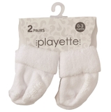 Playette Newborn Bootie Sock 0-3 Months White 2 Pack image 0