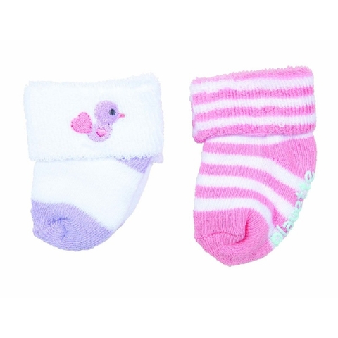 Playette Newborn Bootie Sock 0-3 Months Pink 2 Pack image 0 Large Image